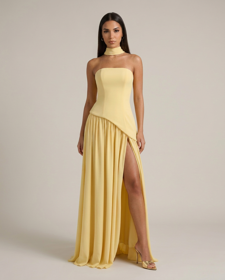 JULIETA / VESTIDO LARGO ASIMETRICO