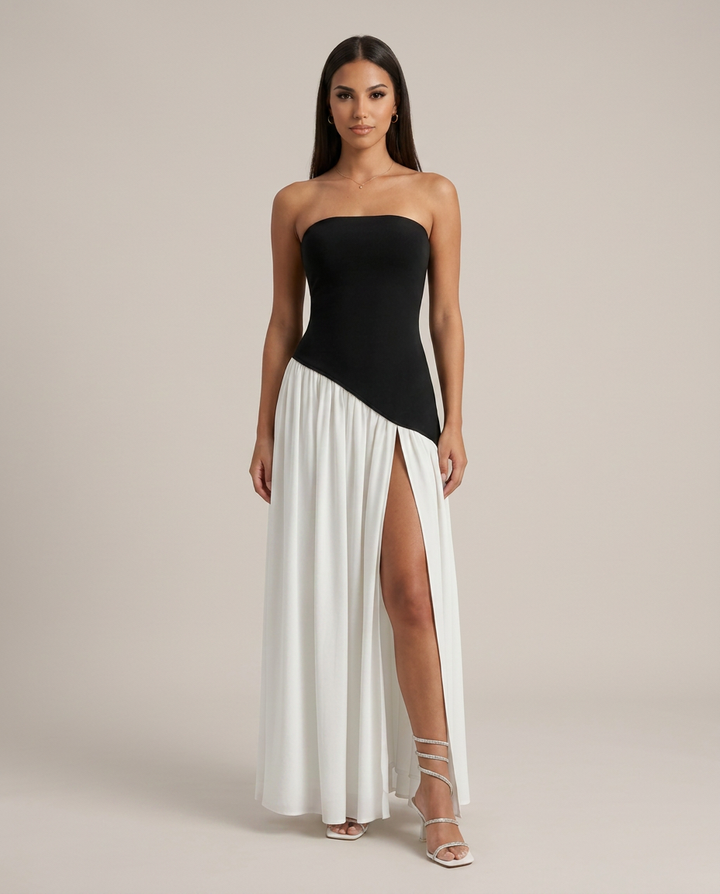 JULIETA / VESTIDO LARGO ASIMETRICO